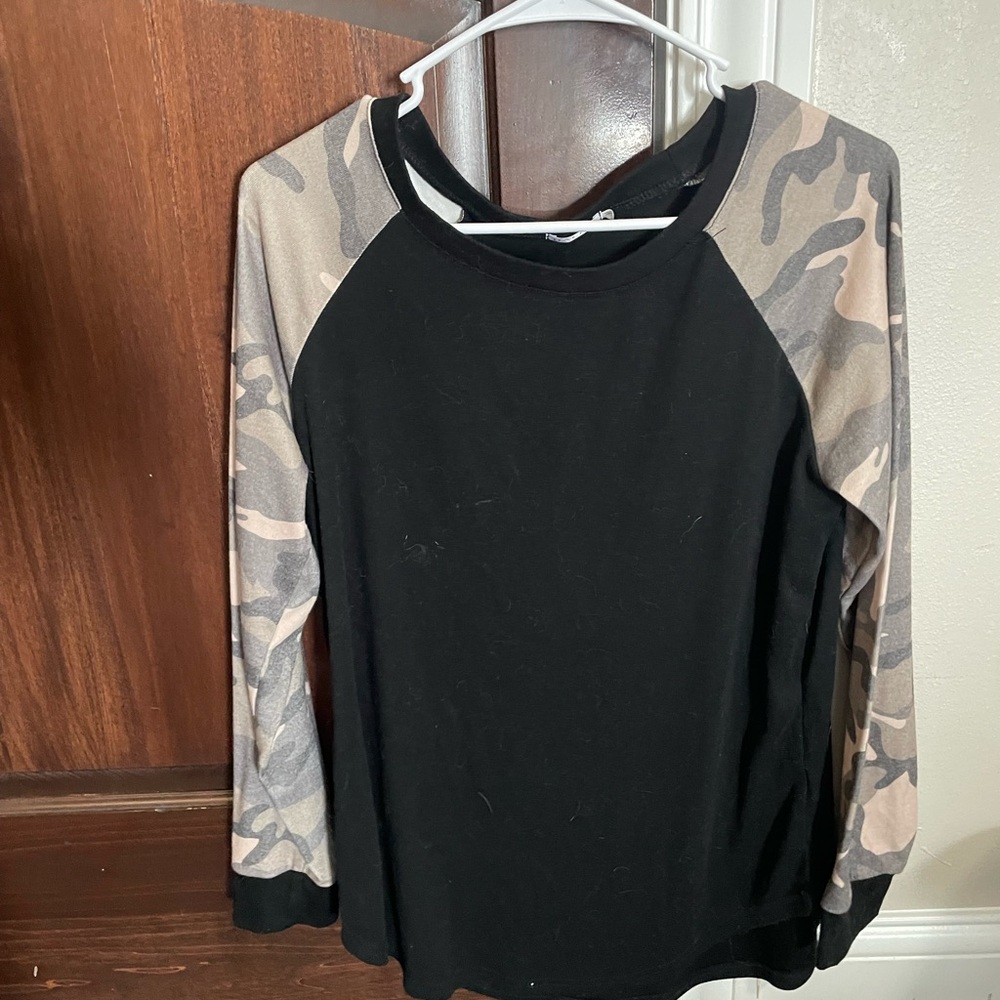 Alife Black and Camouflage Long Sleeve Top
